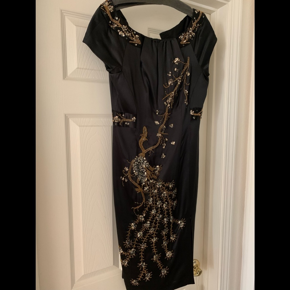 Nanette Lepore black silk embellished beaded dress 6